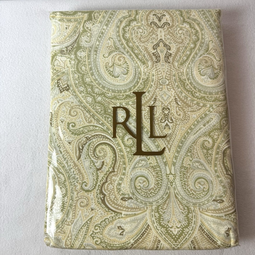 New Ralph Lauren Fenton Paisley Yellow Green 60 IN X 84 IN Oblong Tablecloth